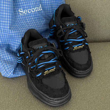 Thick soled fashionable versatile dissolving shoes black sneakers