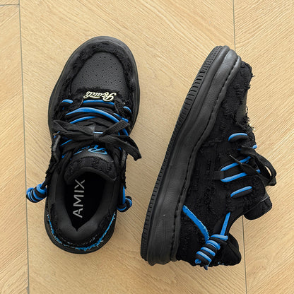 Thick soled fashionable versatile dissolving shoes black sneakers