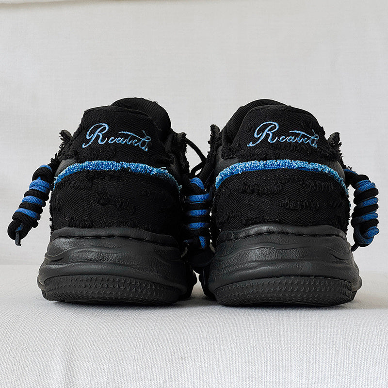 Thick soled fashionable versatile dissolving shoes black sneakers