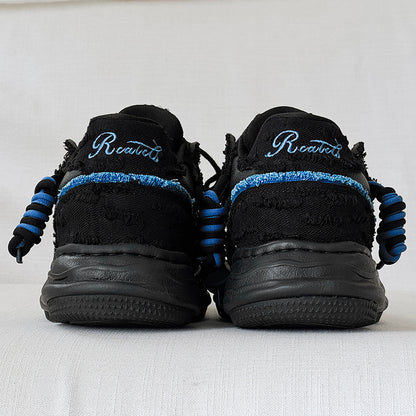 Thick soled fashionable versatile dissolving shoes black sneakers