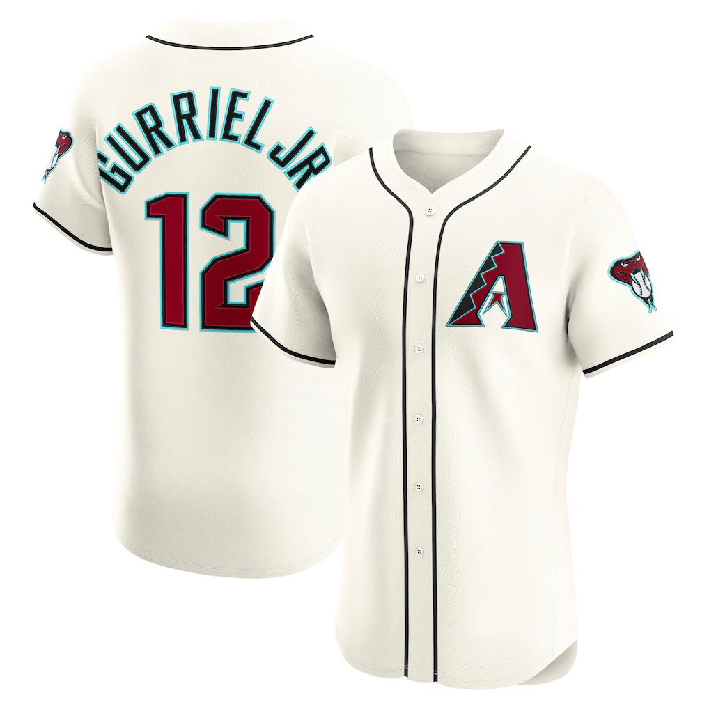 Arizona Diamondbacks #12 Lourdes Gurriel Jr. Cream Home Elite Baseball Jersey