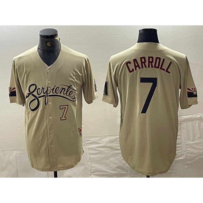 Arizona Diamondbacks #7 Corbin Carroll Number 2021 Gold City Connect Cool Base Stitched Baseball Jersey
