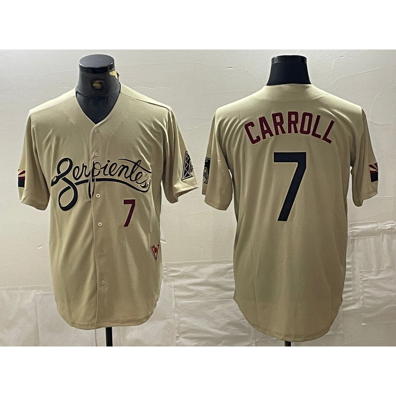 Arizona Diamondbacks #7 Corbin Carroll Number 2021 Gold City Connect Cool Base Stitched Baseball Jersey