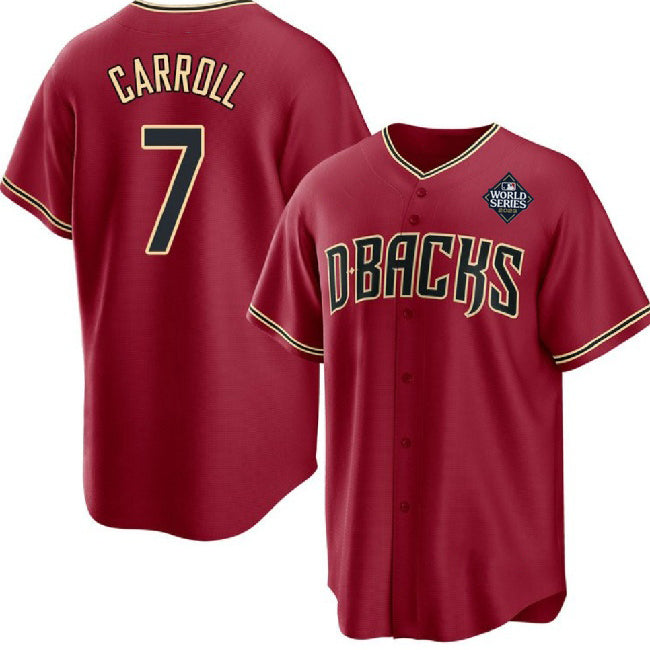 Arizona Diamondbacks #7 Corbin Carroll Red 2023 World Series Cool Base Stitched Baseball Jersey