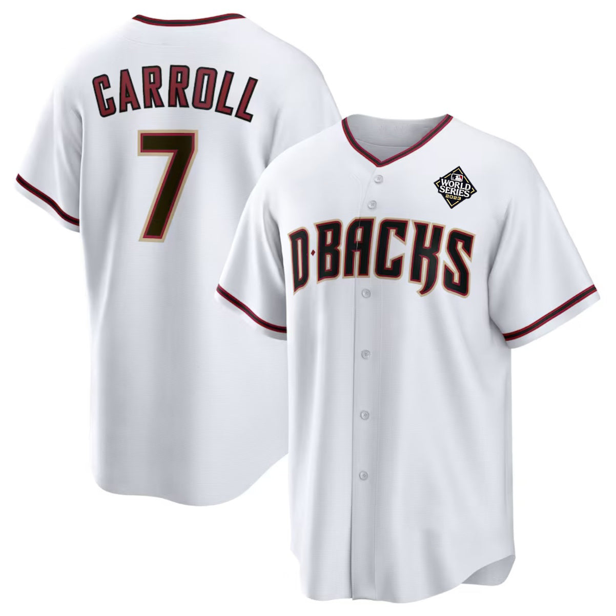 Arizona Diamondbacks #7 Corbin Carroll White 2023 World Series Cool Base Stitched Baseball Jersey