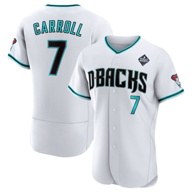 Arizona Diamondbacks #7 Corbin Carroll White 2023 World Series Flex Base Stitched Baseball Jersey