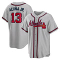 Atlanta Braves #13 Ronald Acuna Jr. Gray Road Replica Player Name Baseball Jersey