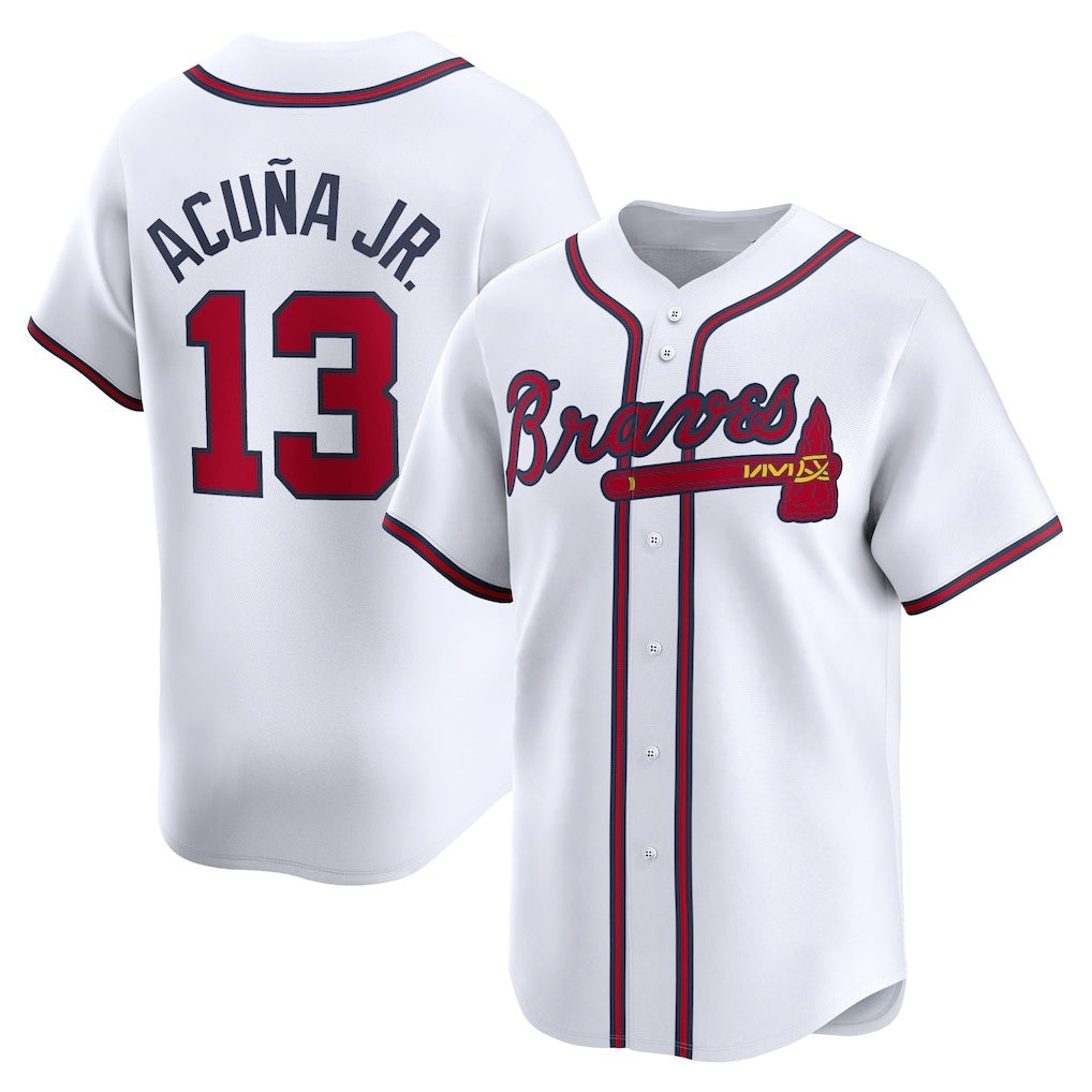 Atlanta Braves #13 Ronald Acuña Jr. White Home Limited Player Baseball Jersey