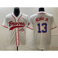 Atlanta Braves #13 Ronald Acuna Jr White Cool Base With Patch Stitched Baseball Jersey