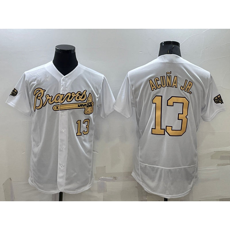Atlanta Braves #13 Ronald Acuna Jr White Number 2022 All Star Stitched Flex Baseball Jersey