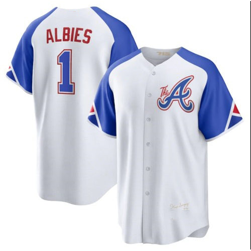 Atlanta Braves #1 Ozzie Albies White 2023 City Connect Cool Base Stitched Baseball Jersey