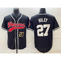 Atlanta Braves #27 Austin Riley Number Black Cool Base Stitched Baseball Jersey