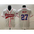 Atlanta Braves #27 Austin Riley White Cool Base With Patch Stitched Baseball Jersey