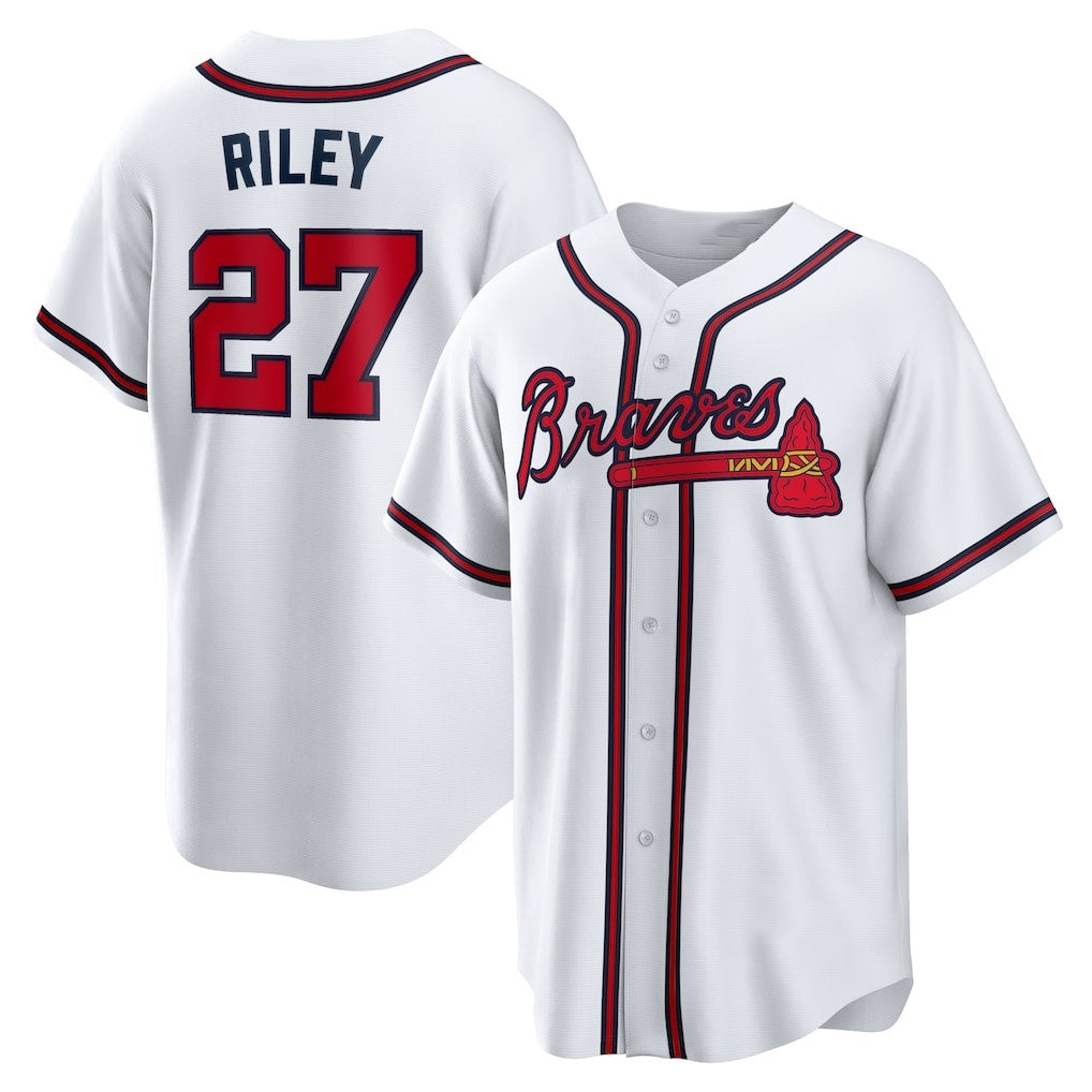 Atlanta Braves #27 Austin Riley White Home Replica Player Baseball Jersey