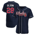 Atlanta Braves #28 Matt Olson Navy Flex Base Stitched Baseball Jersey