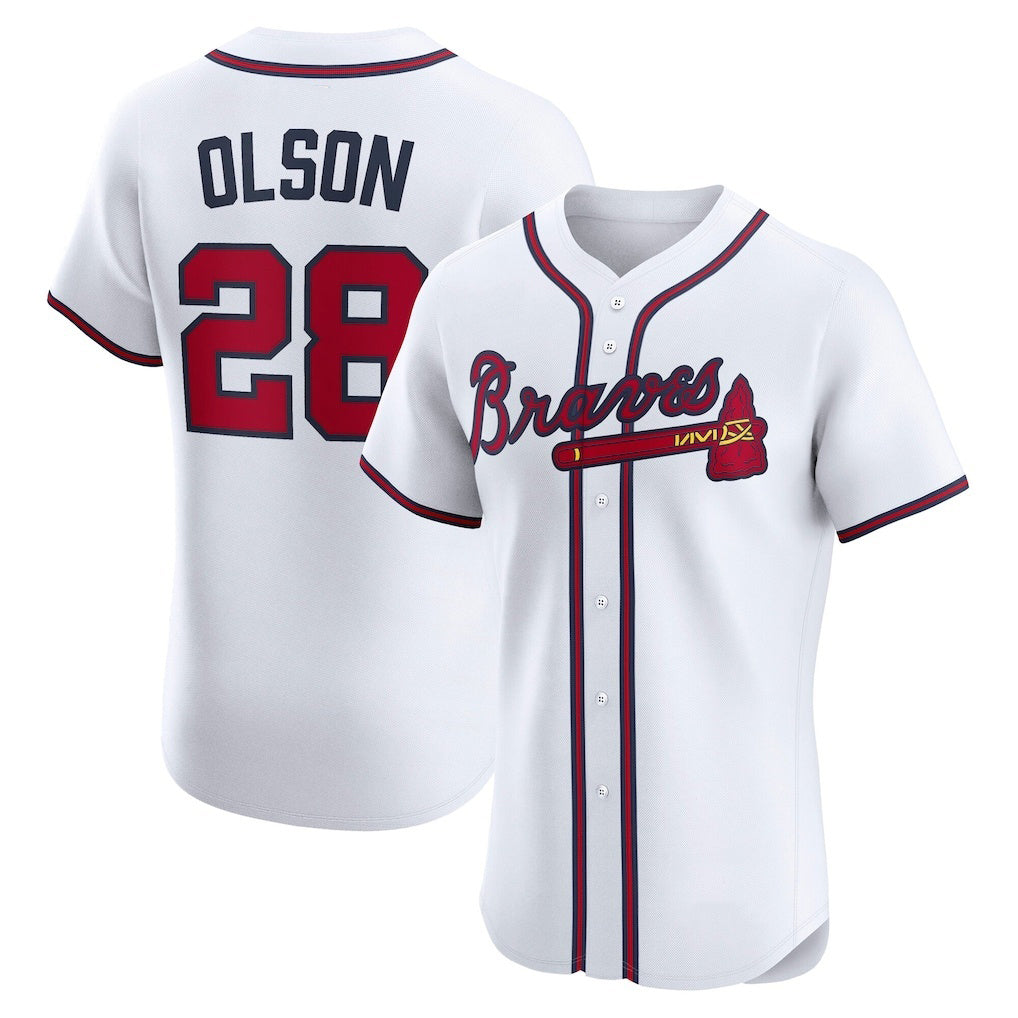 Atlanta Braves #28 Matt Olson White Home Elite Player Baseball Jersey