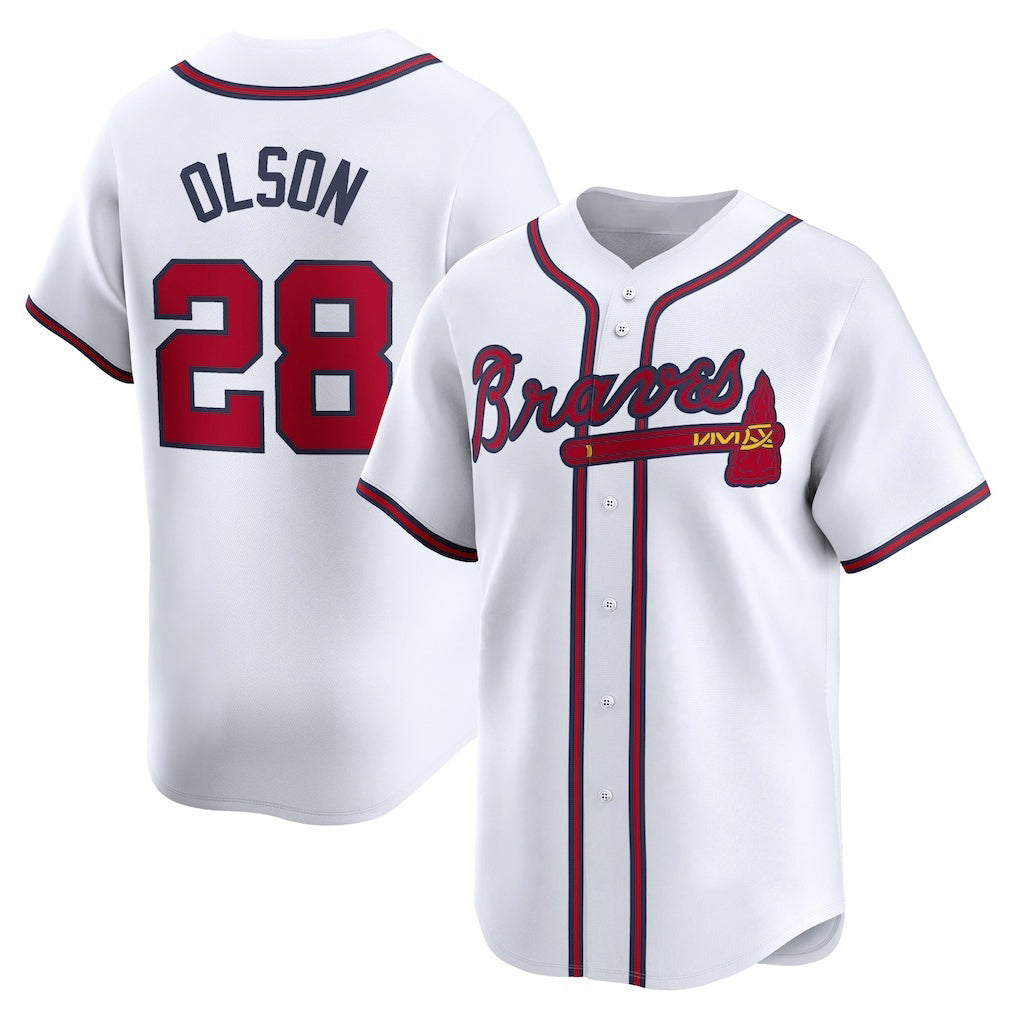 Atlanta Braves #28 Matt Olson White Home Limited Player Baseball Jersey