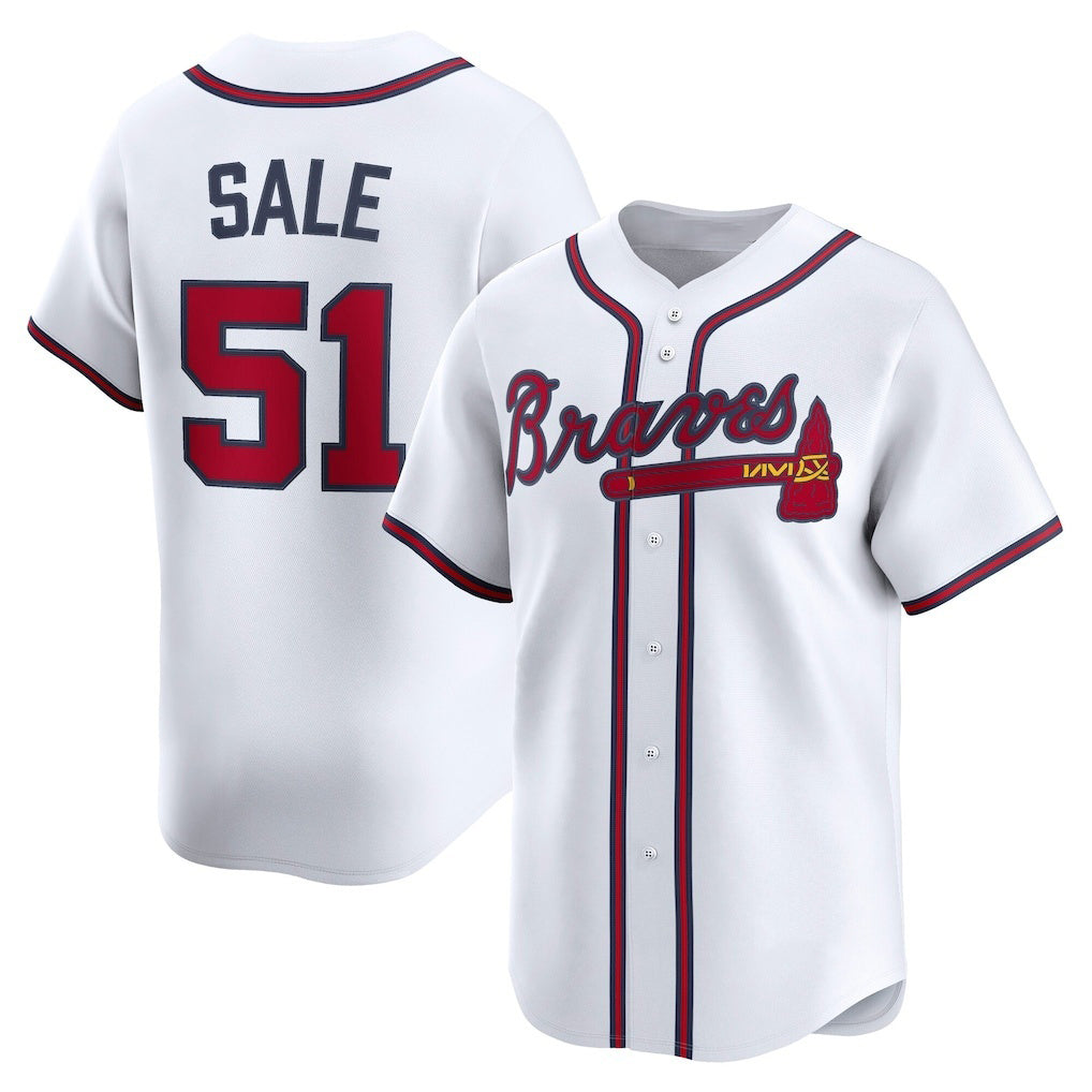 Atlanta Braves #51 Chris Sale White Home Limited Player Baseball Jersey