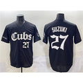 Chicago Cubs #27 Seiya Suzuki Black 'Gothic North Side Edition' Vapor Premier Limited Stitched Baseball Jersey