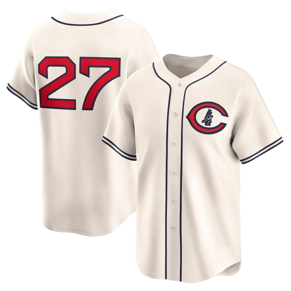 Chicago Cubs #27 Seiya Suzuki Cream Throwback Cooperstown Collection Limited Baseball Jersey