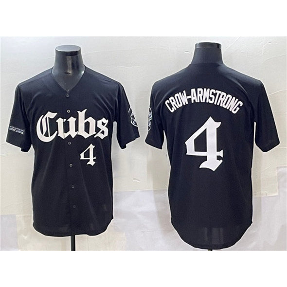 Chicago Cubs #4 Pete Crow-Armstrong Black 'Gothic North Side Edition' Vapor Premier Limited Stitched Baseball Jersey