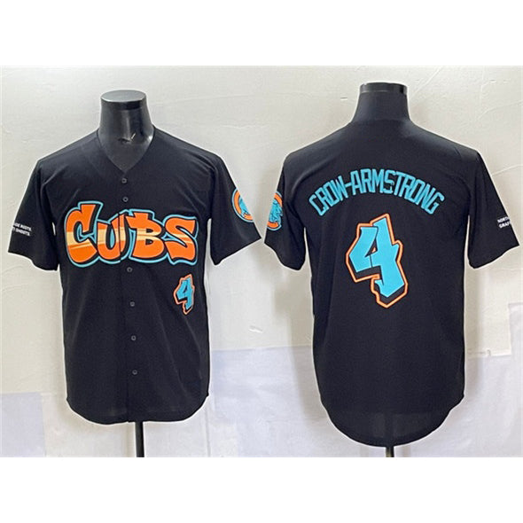 Chicago Cubs #4 Pete Crow-Armstrong Black 'Graffiti North Side Edition' Vapor Premier Limited Stitched Baseball Jersey