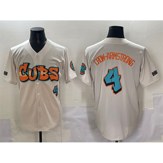 Chicago Cubs #4 Pete Crow-Armstrong Cream 'Graffiti North Side Edition' Vapor Premier Limited Stitched Baseball Jersey