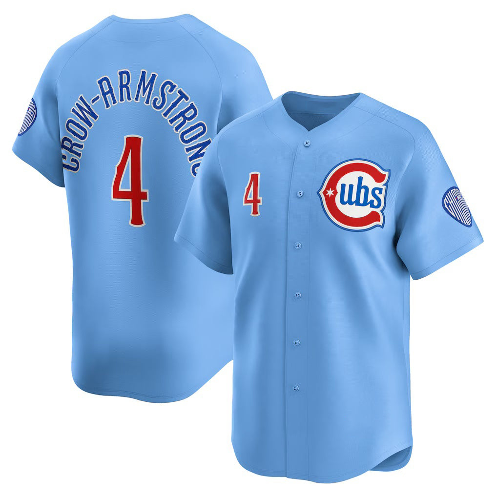 Chicago Cubs #4 Pete Crow-Armstrong Light Blue Alternate Limited Player Baseball Jersey