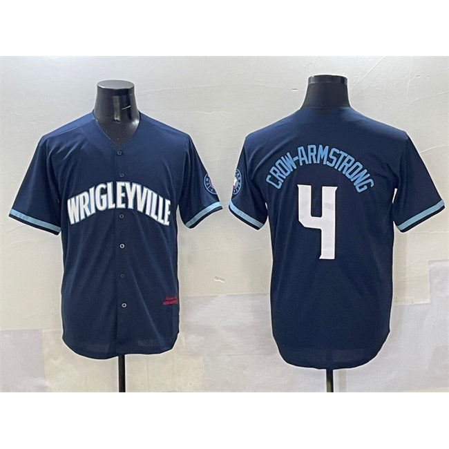 Chicago Cubs #4 Pete Crow-Armstrong Navy City Connect Stitched Baseball Jersey