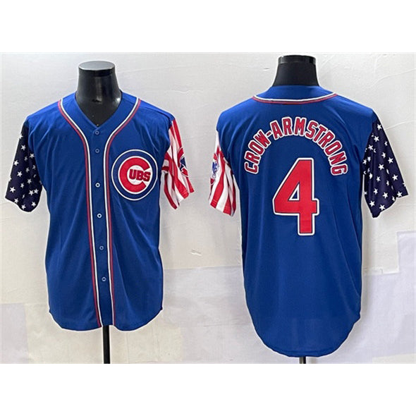 Chicago Cubs #4 Pete Crow-Armstrong Royal 2025 Independence Day Vapor Premier Limited Stitched Baseball Jersey