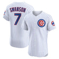 Chicago Cubs #7 Dansby Swanson White Home Elite Baseball Jersey