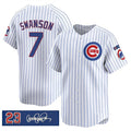 Chicago Cubs #7 Dansby Swanson White Pinstripe 'Ryne Sandberg Tribute' Vapor Limited V3 Stitched Baseball Jersey