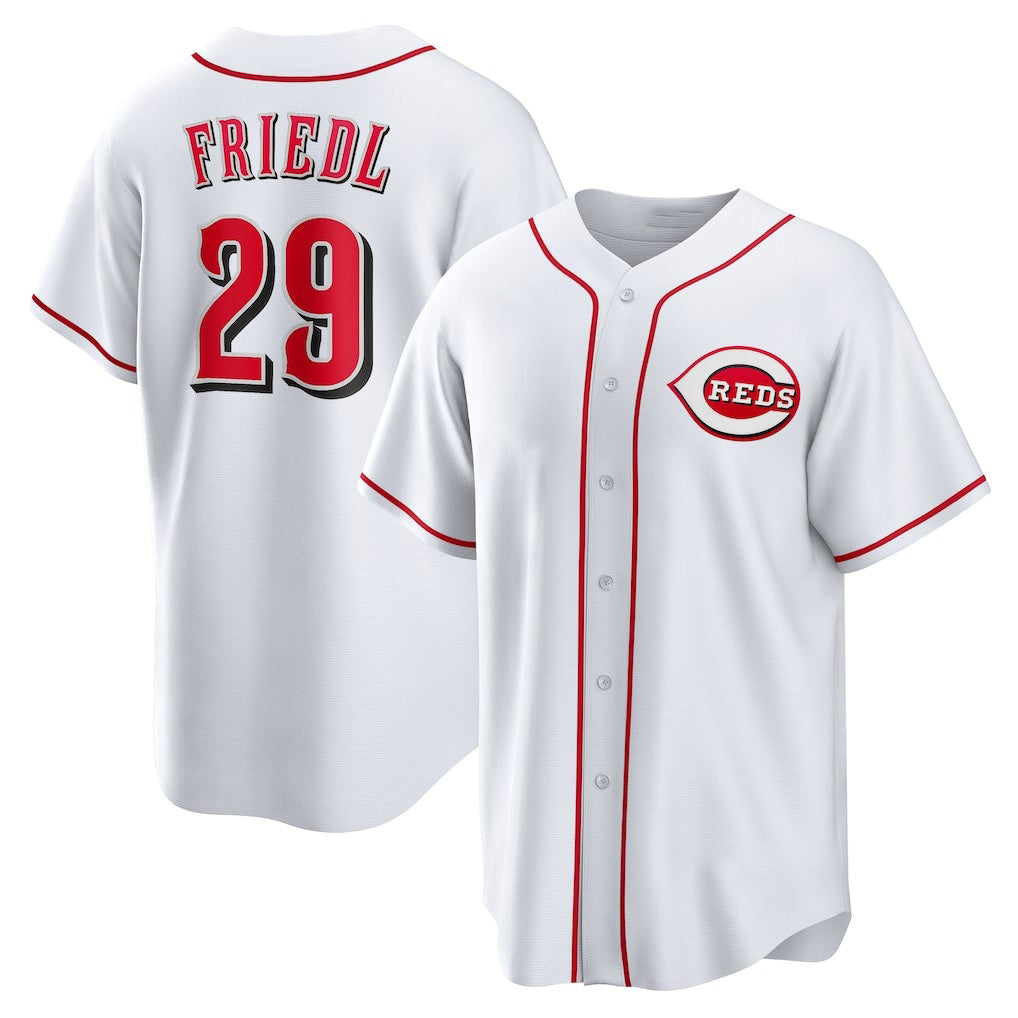 Cincinnati Reds #29 TJ Friedl White Home Replica Baseball Jersey