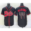 Cincinnati Reds #44 Elly De La Cruz Black With Patch Cool Base Stitched Baseball Jersey