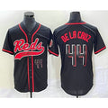 Cincinnati Reds #44 Elly De La Cruz Number Black With Patch Cool Base Stitched Baseball Jersey