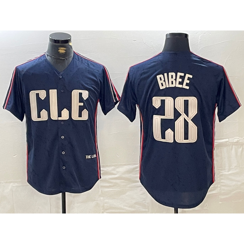 Cleveland Guardians #28 Tanner Bibee Navy 2024 City Connect Limited Stitched Baseball Jersey
