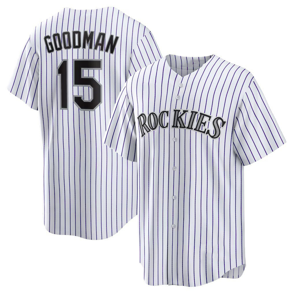 Colorado Rockies #15 Hunter Goodman White Home Replica Baseball Jersey