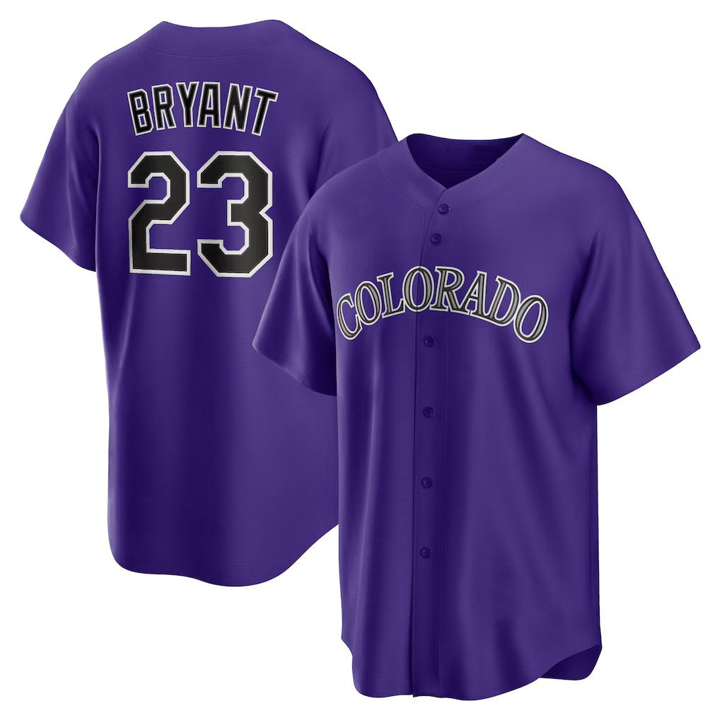 Colorado Rockies #23 Kris Bryant Purple Alternate Replica Player Baseball Jersey