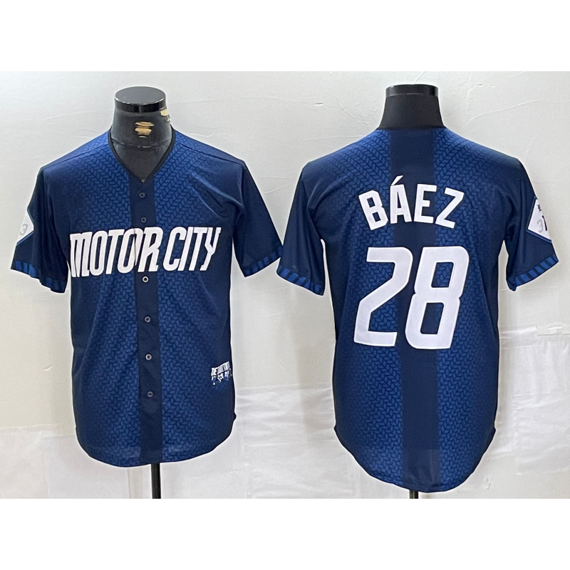 Detroit Tigers #28 Javier Baez 2024 Navy City Connect Cool Base Limited Stitched Baseball Jersey