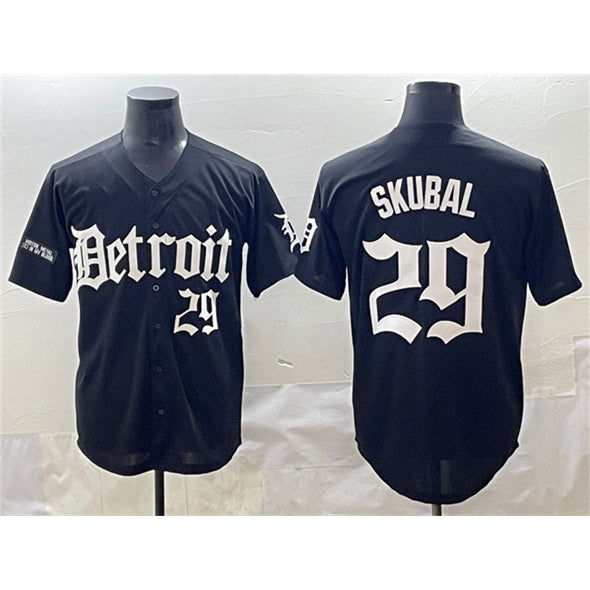 Detroit Tigers #29 Tarik Skubal Black 'Motor Gothic Edition' Vapor Premier Limited Stitched Baseball Jersey