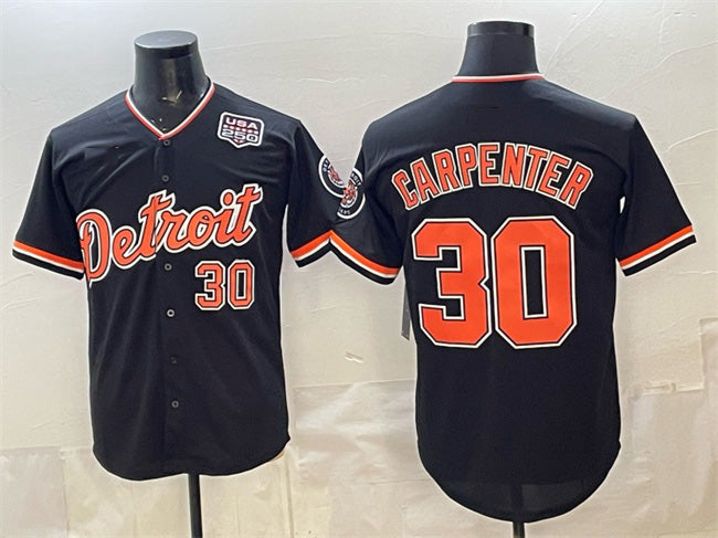 Detroit Tigers #30 Kerry Carpenter Black 2026 Alternate USA 250' Patch Vapor Premier Limited Stitched Baseball Jersey