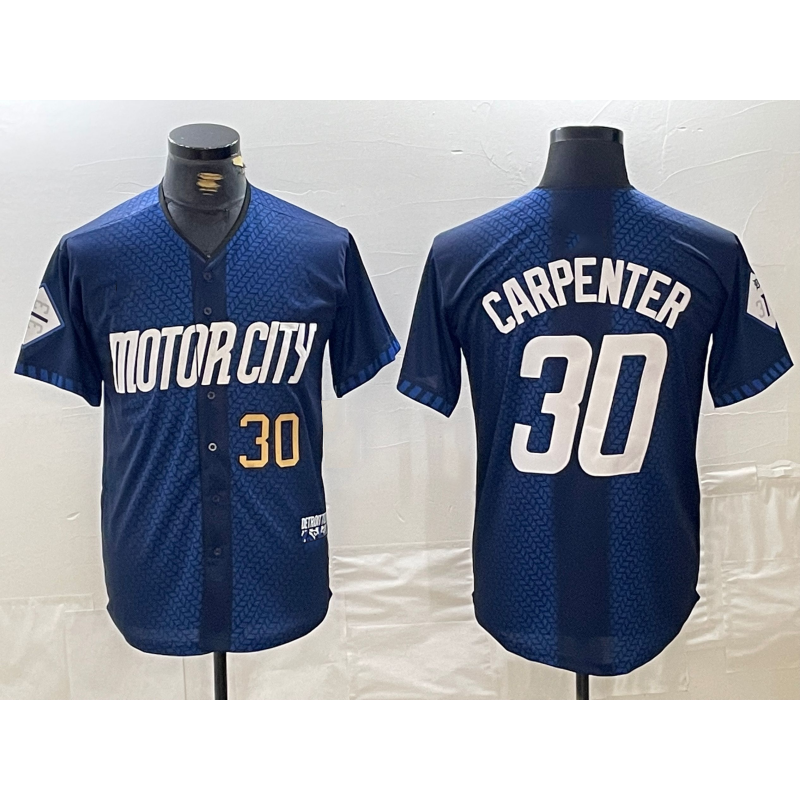Detroit Tigers #30 Kerry Carpenter Number 2024 Navy City Connect Cool Base Limited Stitched Baseball Jersey
