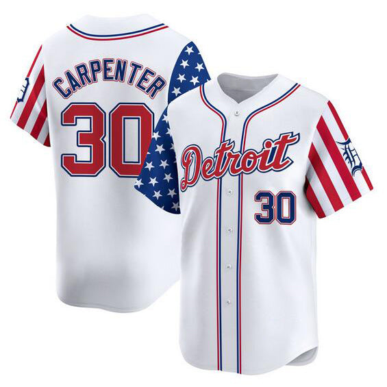 Detroit Tigers #30 Kerry Carpenter White 2025 Independence Day Vapor Premier Limited Stitched Baseball Jersey