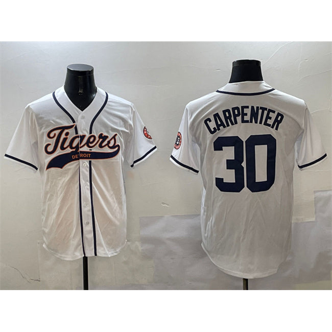 Detroit Tigers #30 Kerry Carpenter White With Patch Cool Base Stitched Baseball Jersey