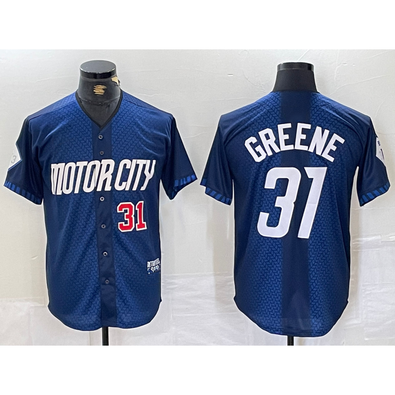 Detroit Tigers #31 Riley Greene Number 2024 Navy City Connect Cool Base Limited Stitched Jersey