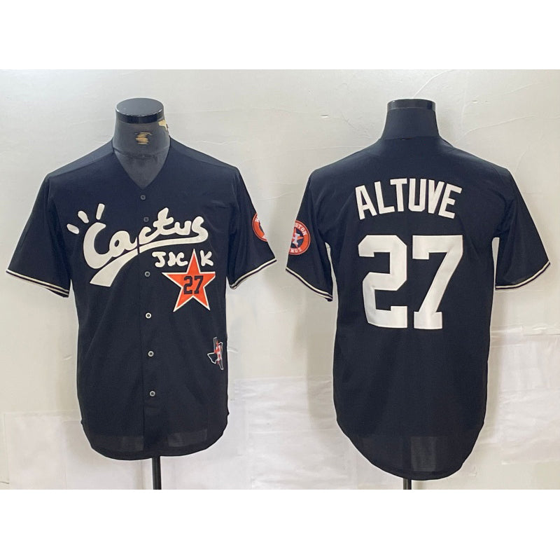 Houston Astros #27 Jose Altuve Black Cactus Jack Cool Baseball Jersey