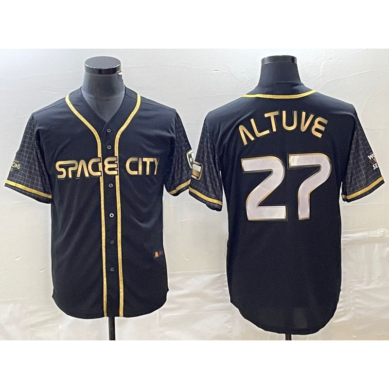 Houston Astros #27 Jose Altuve Black City Connect Cool Base Stitched Baseball Jersey