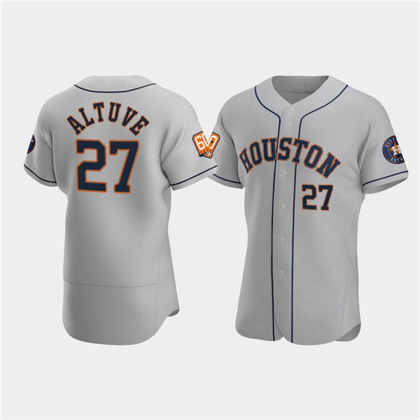 Houston Astros #27 Jose Altuve Gray 60th Anniversary Flex Base Stitched Baseball Jersey