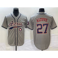 Houston Astros #27 Jose Altuve Gray With Patch Cool Base Stitched Baseball Jersey