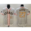 Houston Astros #27 Jose Altuve Number 2023 White Gold World Serise Champions Patch Flex Base Stitched Baseball Jersey